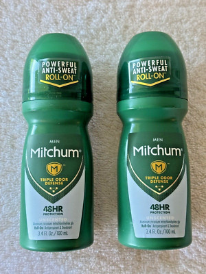 MITCHUM Men Unscented ROLL-ON Antiperspirant Deodorant 3.4 OZ each (LOT OF 2)