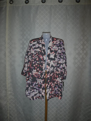 3/4 Sleeve Open Kimono Top,LG ,APT,9,and Cheer Tunic 1X,Multi Color 100% polyest