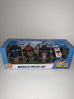 NEW Hot Wheels Monster Trucks 4 Pack Muscle Mash-Up Mill Camaro Shaker Racing 