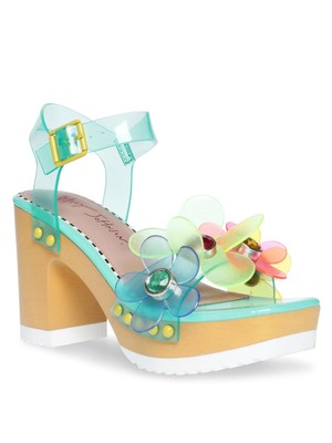 

Женские босоножки на платформе BETSEY JOHNSON с бирюзовым цветком и каблуком 1-1/2 дюйма, размер 5,5, Turquoise, BECK01S5