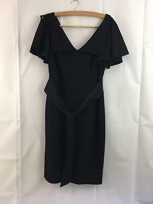 NWT NEW Ted Baker London Anneka Open Shoulder Dress Black 4 Tie Front Lined
