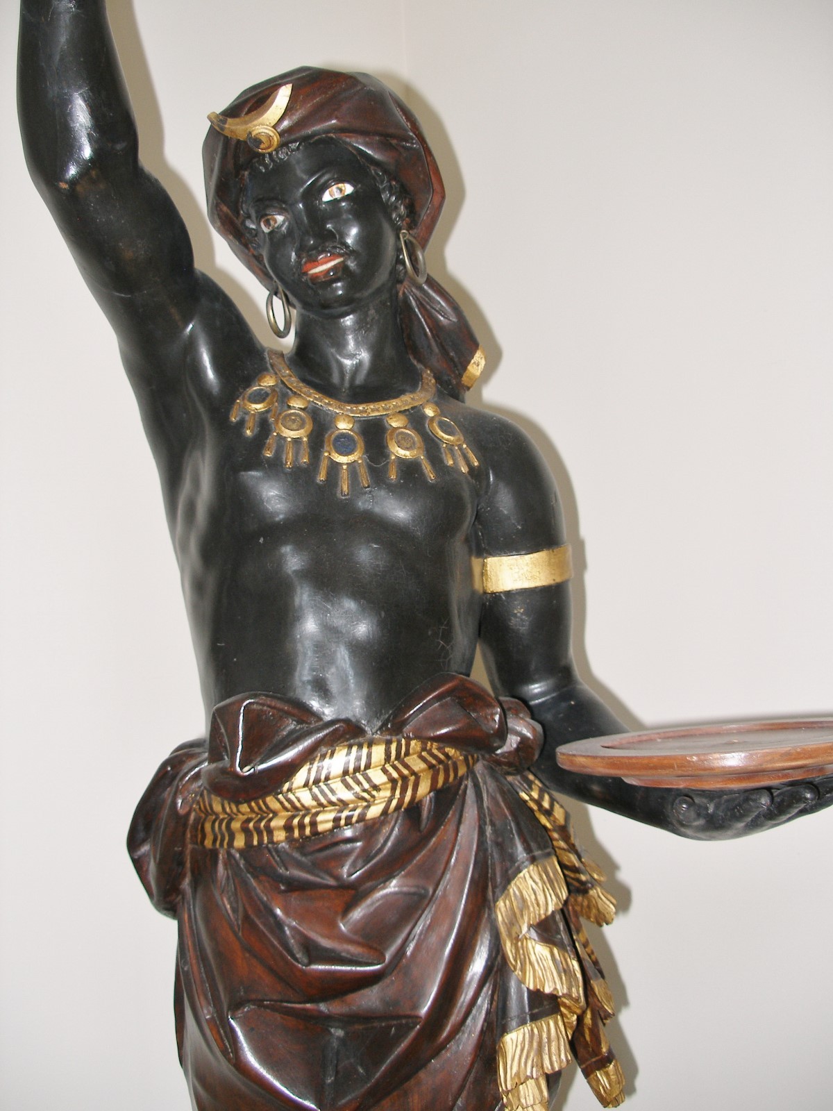 2 Antique Carved Italian Blackamoor Statues 92” Tall