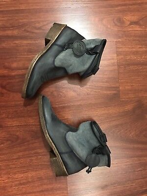 Coolway Noa Blue Ankle Boots Size 6 Leather And Textile