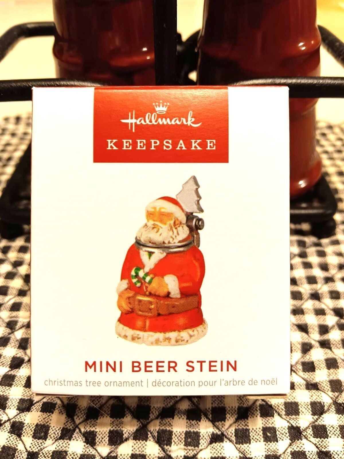 HALLMARK MINI BEER STEIN 2022 MINIATURE CHRISTMAS KEEPSAKE ORNAMENTS SANTA