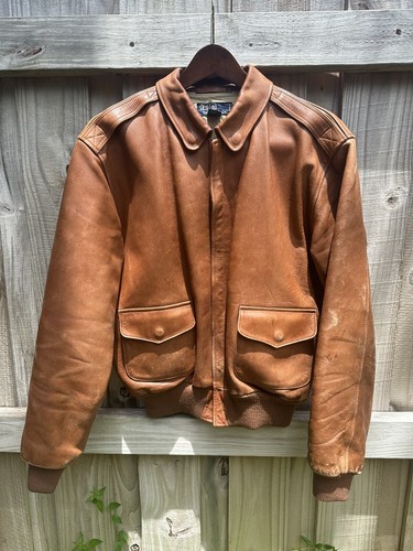 Polo Ralph Lauren M Tan RRL Military Leather A-2 Bomber