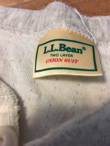 LL BEAN Vintage 80s Wool Blend Heathered Grey Union Suit Two Layer XL
