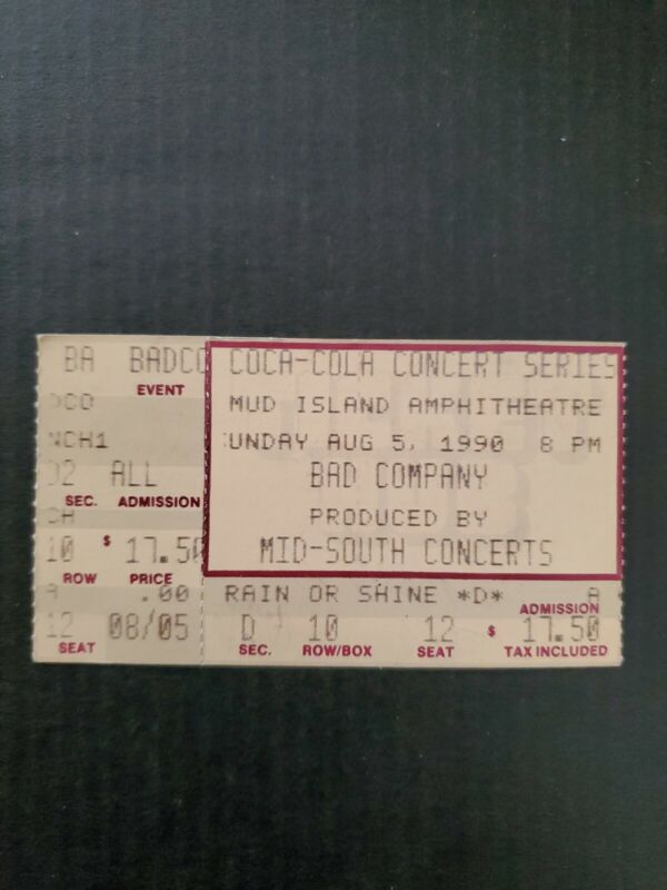 Bad Company Concert Ticket Stub 1990