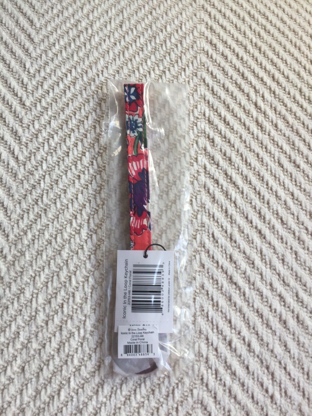 Vera Bradley Iconic In the Loop Keychain NWT Coral Floral MSRP $18 Easter Gift