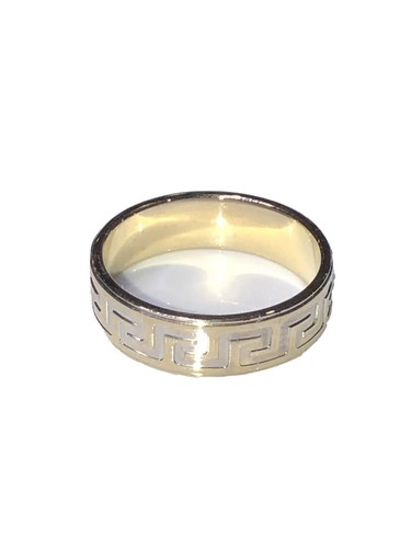 14k Solid Gold 2 Tone Wide Band Ring With Versace Look Alike