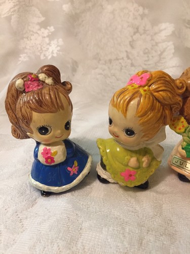 Vintage Big Eyed Girl Of The Month Josef Originals Jan, March, July & October