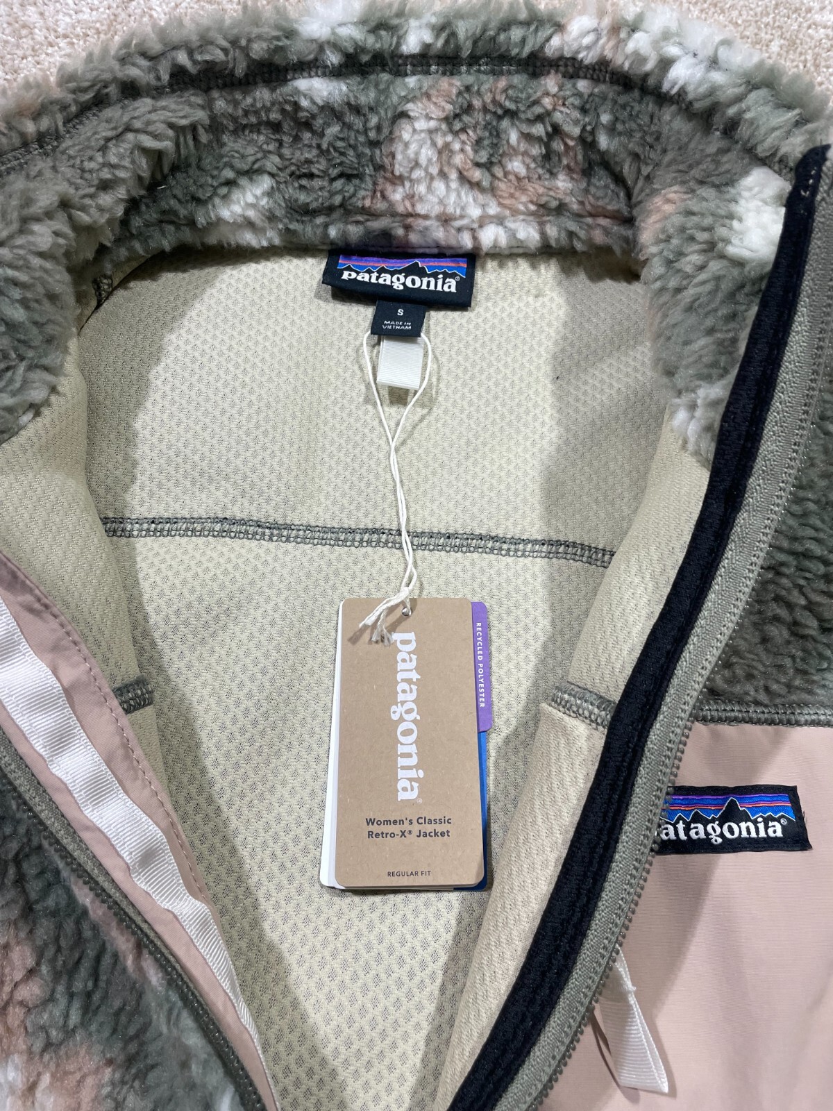 Pre-owned Patagonia Classic Women's Retro-x Full Zip Fleece Jacket Small Snow Pine Green