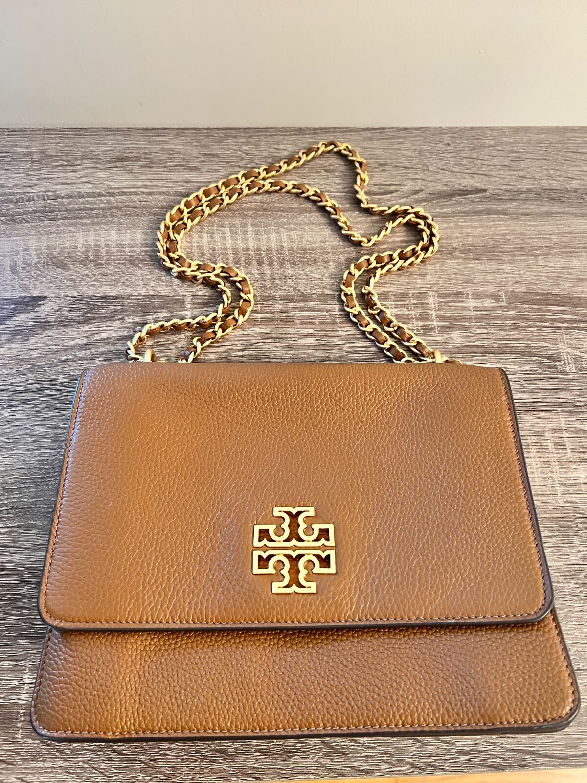 Tory Burch Britten Moose Brown Gold Hardware Small Tory Burch Britten Moose Brown Gold Hardware Small