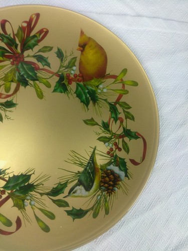 LENOX WINTER GREETINGS GLASS DECOUPAGE 14 1/2