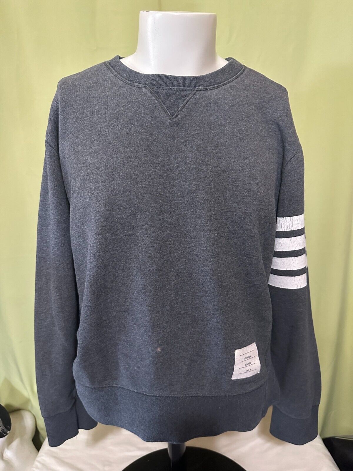 Thom Browne New York Men's Gray Sweater Size 4 Small Made in Thom Browne New York Men's Gray Sweater Size 4 Small Made in