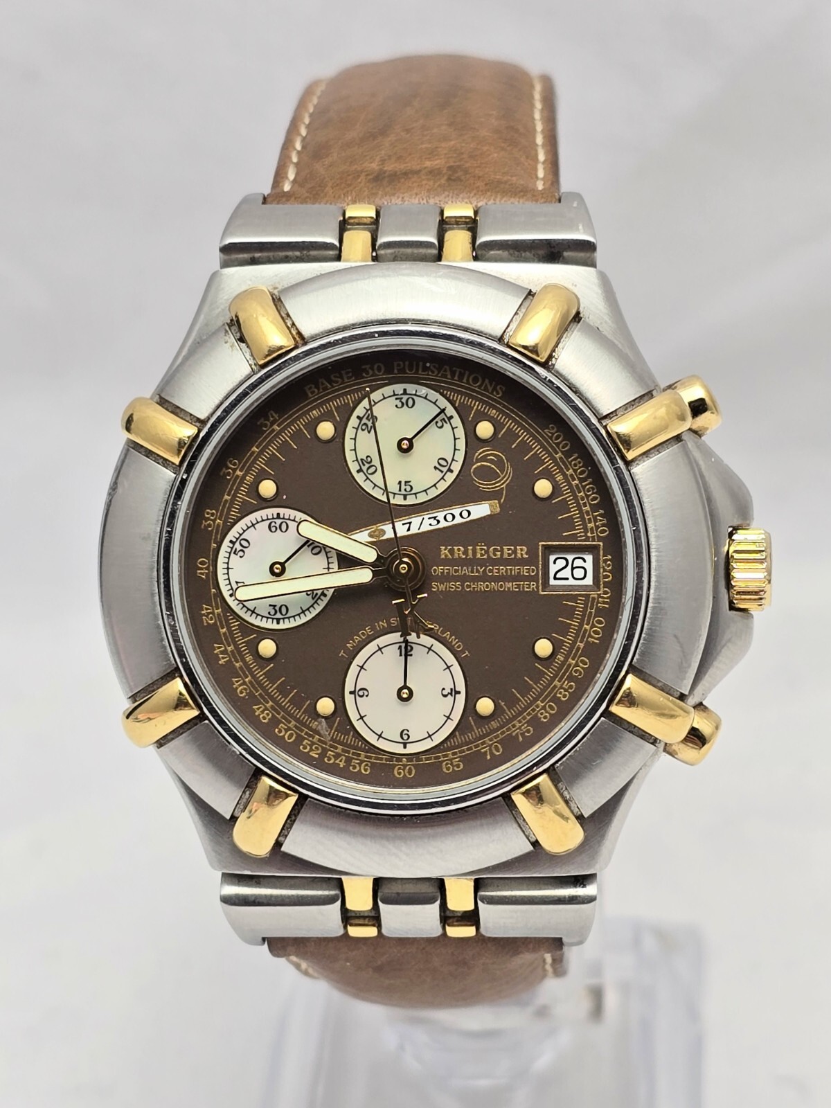 Krieger B929 Chronograph Swiss Watch 18K Two-Tone Limited 17