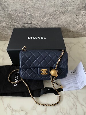 Pre-Owned Authentic CHANEL Pearl Crush Mini Rectangular Bag Handbag Lambskin