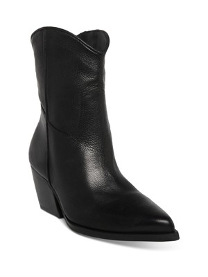 

STEVE MADDEN Женские черные стеганые кожаные ботинки Wolfer с острым носком в стиле вестерн 6,5 м, Черный, WOLF01S1