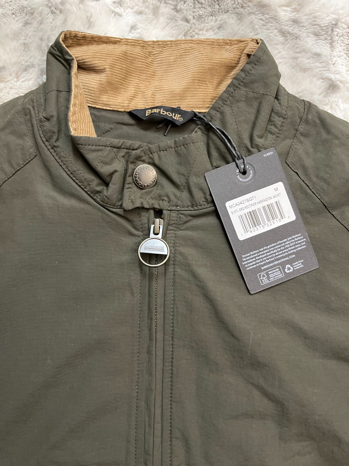 Pre-owned Barbour Steve Mcqueen Rectifier Harrington In Sage British Luxury