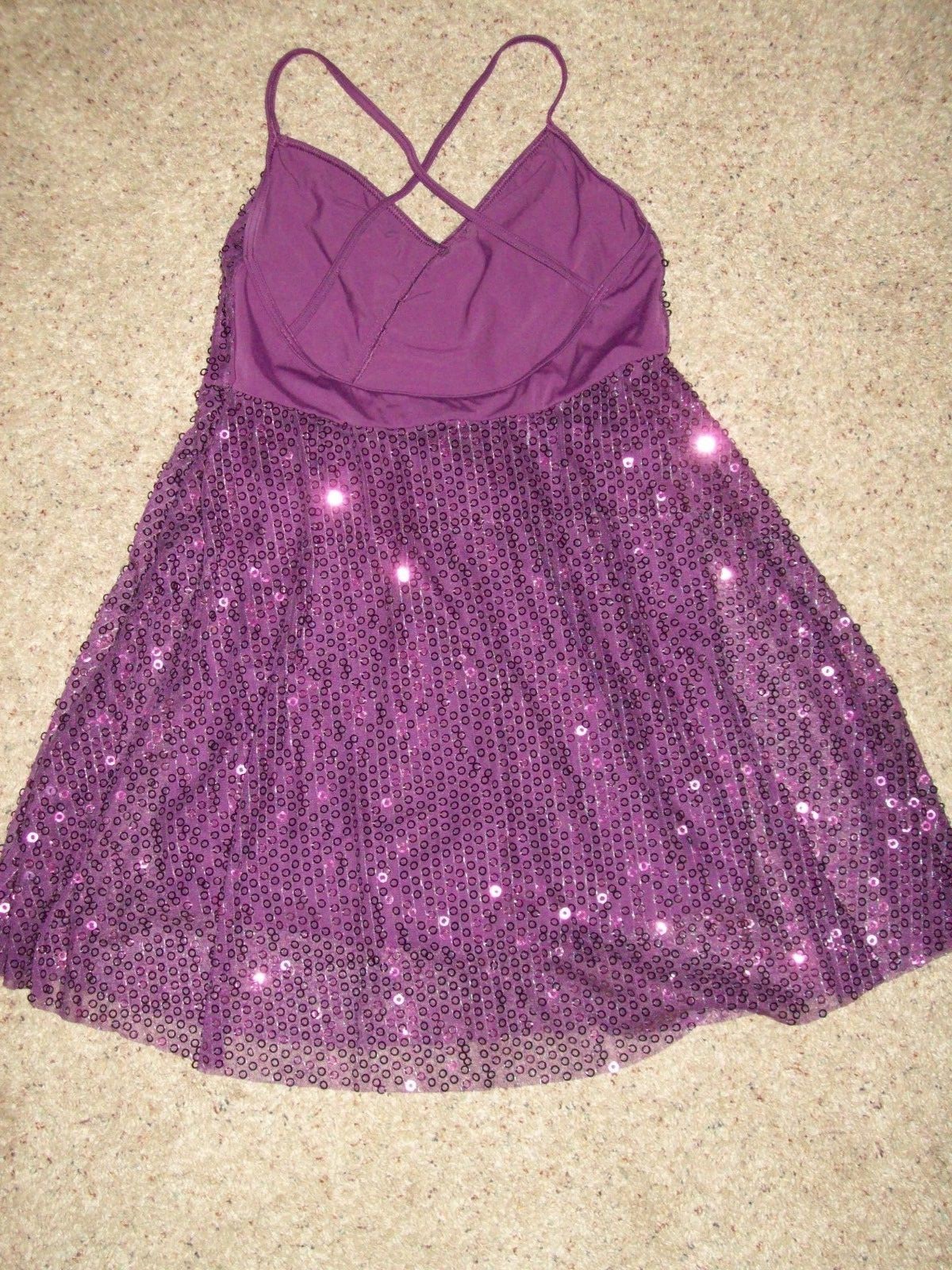 Women's Balera Dance Skating Dress Size LA Adult Large Purple Spaghetti Straps
