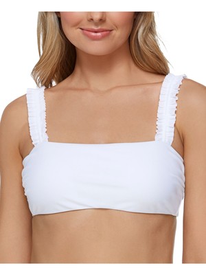 

RAISINS Женский белый эластичный регулируемый купальник из тюля с оборками, размер