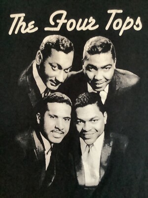 The Four Tops Singing Quartet Pop MOTOWN Music Vocal Group black t shirt sz XL