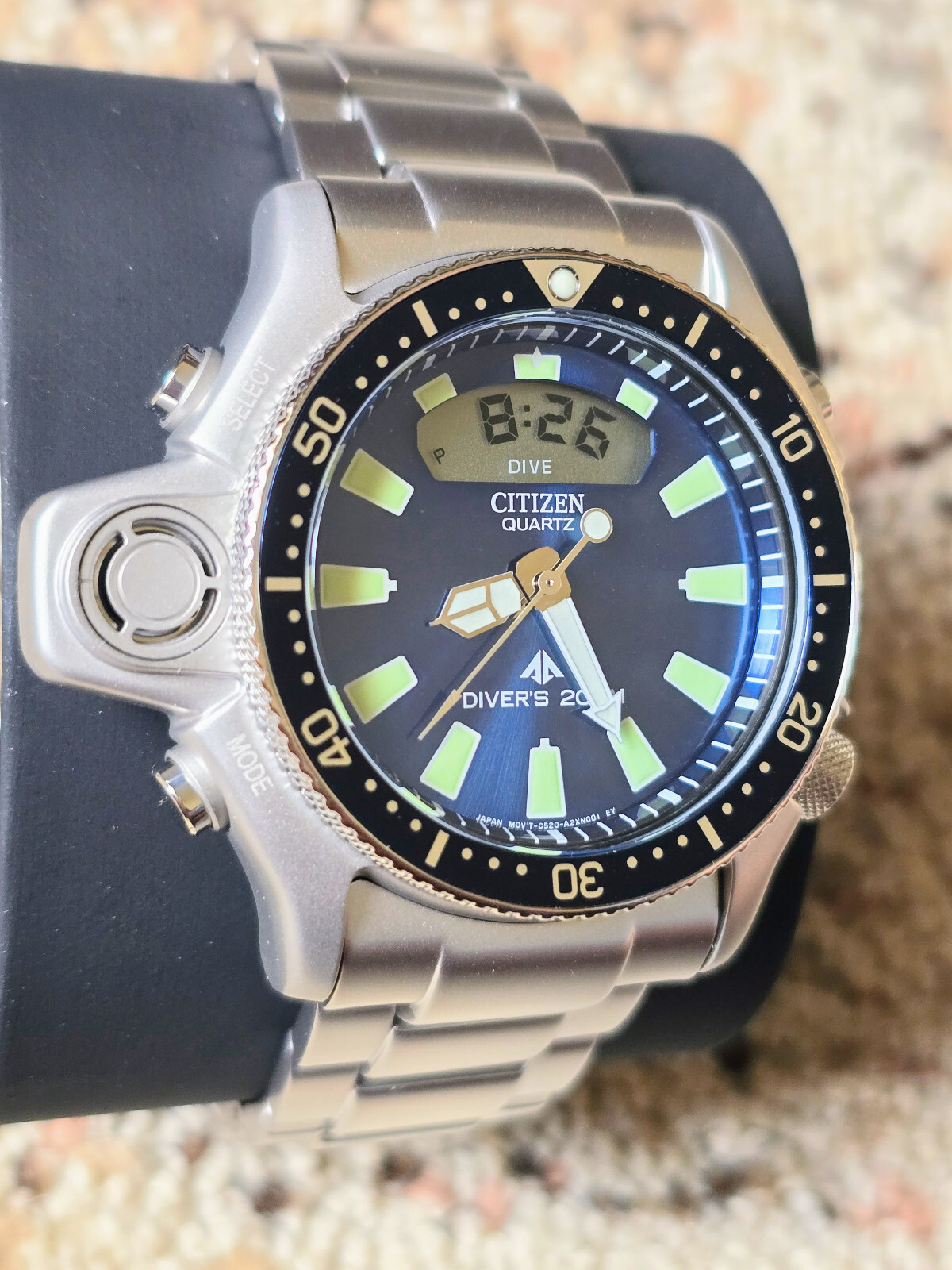 Pre-owned Citizen Aqualand Promaster Blue Dial Jp2000-67l Diver Watch Depth Sensor Alarm