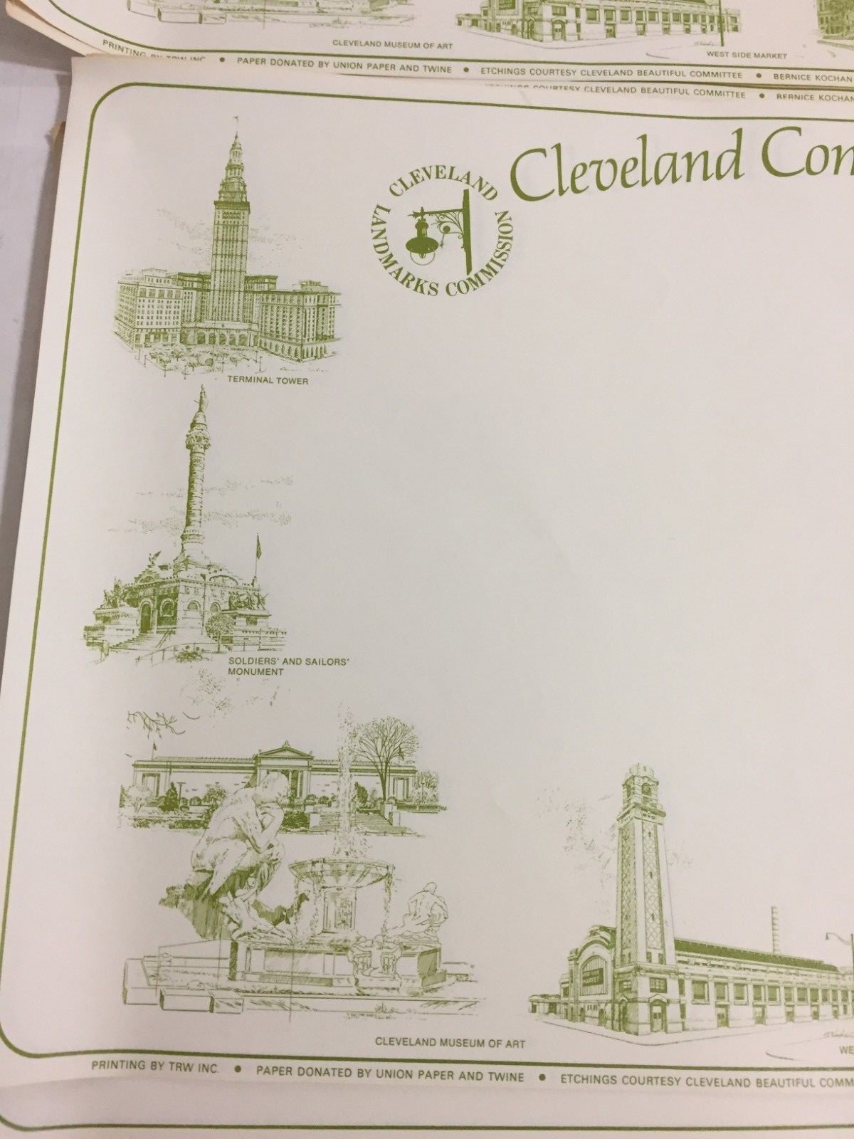 VINTAGE LOT 14 CLEVELAND COMMEMORATIVE PLACEMATS 1976 PAPER CITY