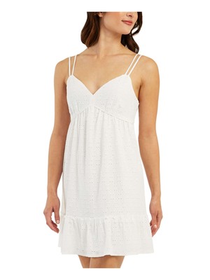 

BCX Женское белое пуловерное платье на тонких бретелях с подкладкой и короткими вечерними платьями трапециевидной формы, Белый