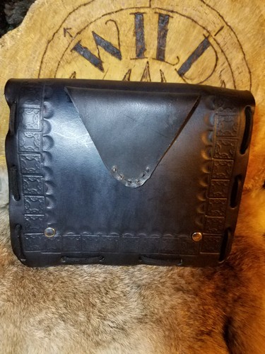 Handmade Leather Belt Pouch - Black - Biker, Renaissance, Mountain Man