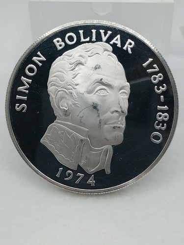 コレクション S.BOLIVAR Republic of Panama 20 BALBOAS 1974 Panama 20 Balboas Proof Silver coin, Simon Bolivar 1783