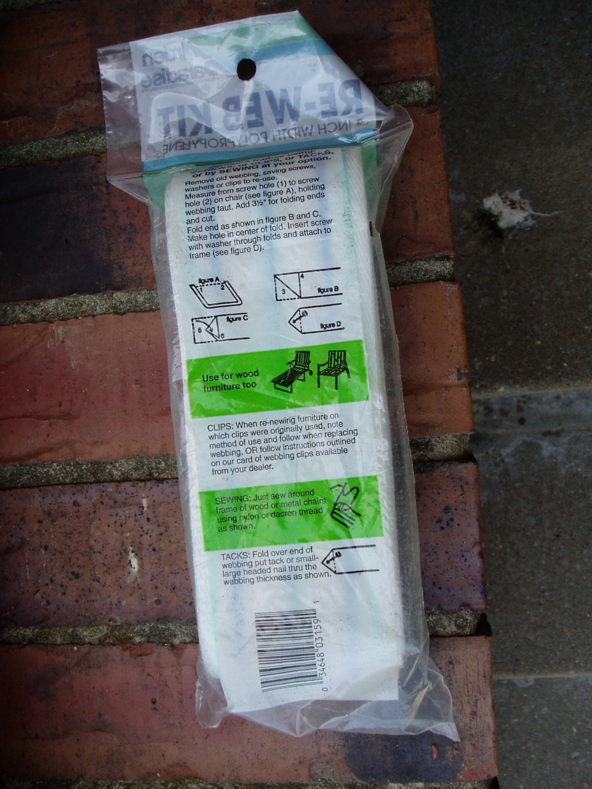 Vtg Arden Paradise Re-Web Kit Lawn Chair Webbing 30 Feet Blue/gree/ White Stripe