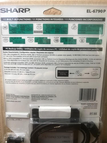 Sharp EL-6790P Memo Master Electronic Pocket Handheld Organizer PC Computer Sync