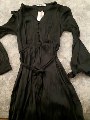 Oasis Ladies Dress. Skater  Satin. Black. Size 10