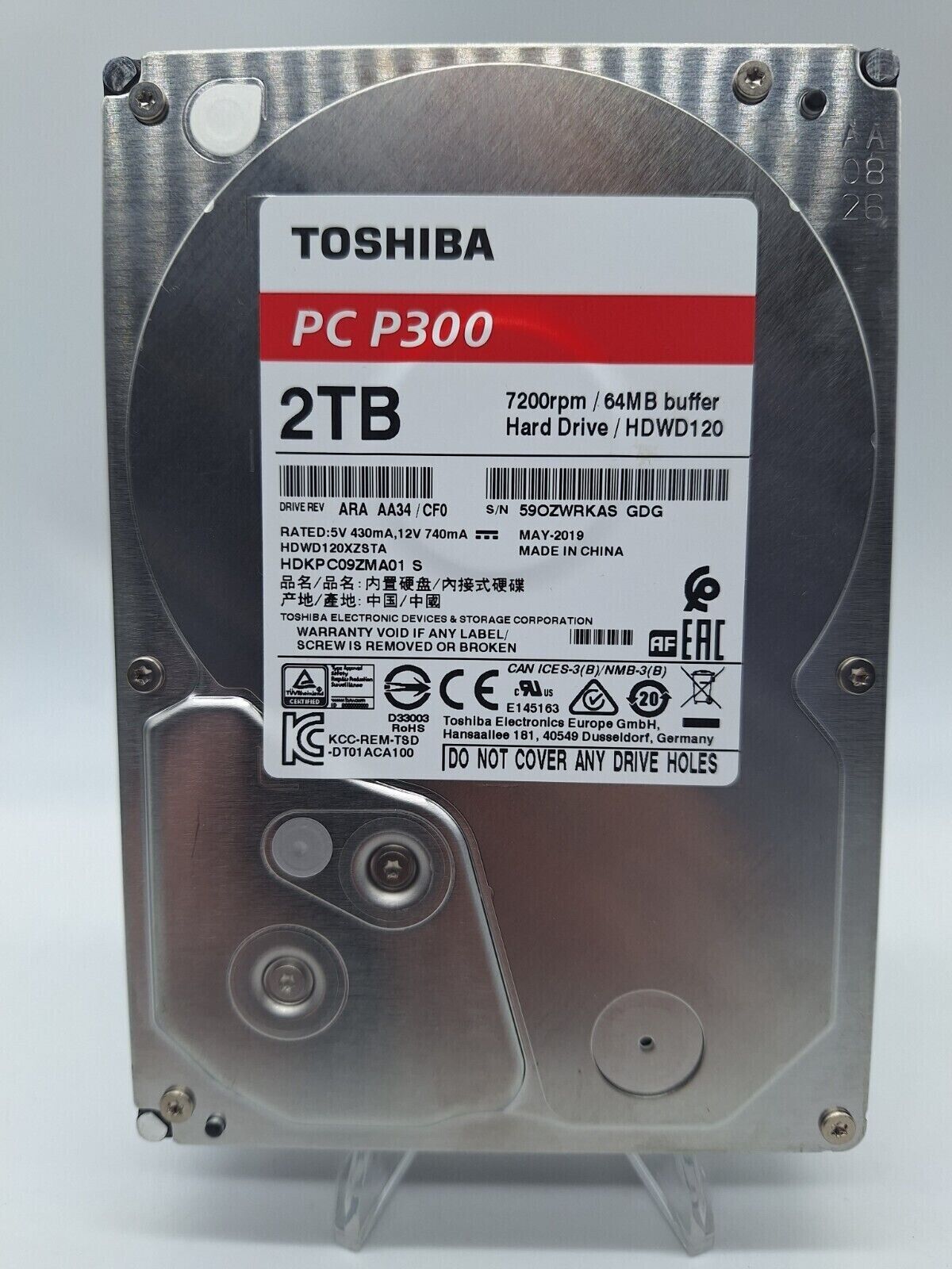 Toshiba HDWD120 P300 2TB SATA 3.5 7200 64MB Hard Disk Drive Toshiba HDWD120 P300 2TB SATA 3.5 7200 64MB Hard Disk Drive