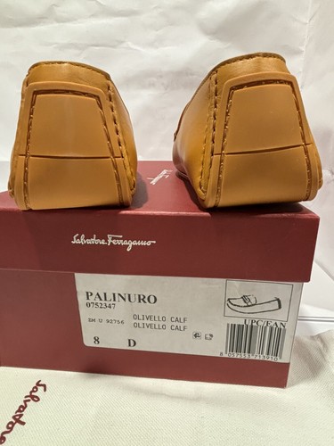 Pre-owned Ferragamo Mens Leather Shoes8d "palinuro" Driving Loafers Gancini In Green