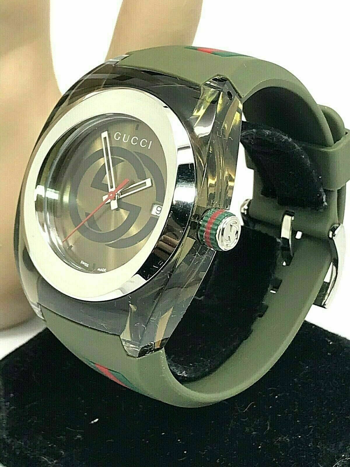Pre-owned Gucci Brand  Sync Xxl Watch Khaki (ya137106)