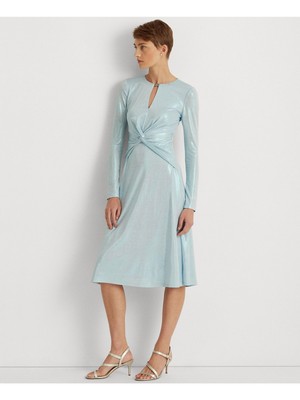 

LAUREN RALPH LAUREN Женское голубое платье с логотипом на подкладке спереди, Light blue