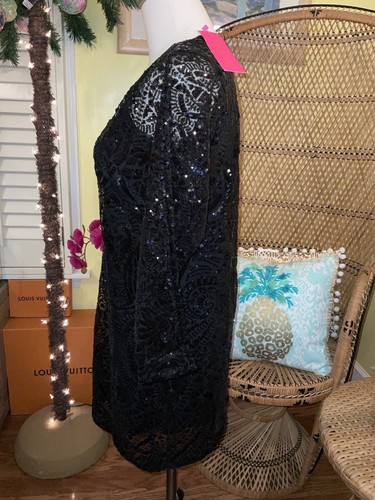 Pre-owned Lilly Pulitzer Leclair Dress Onyx Sequin Sea Swirl Mesh Size M,l,xl ❤️‍? In Black