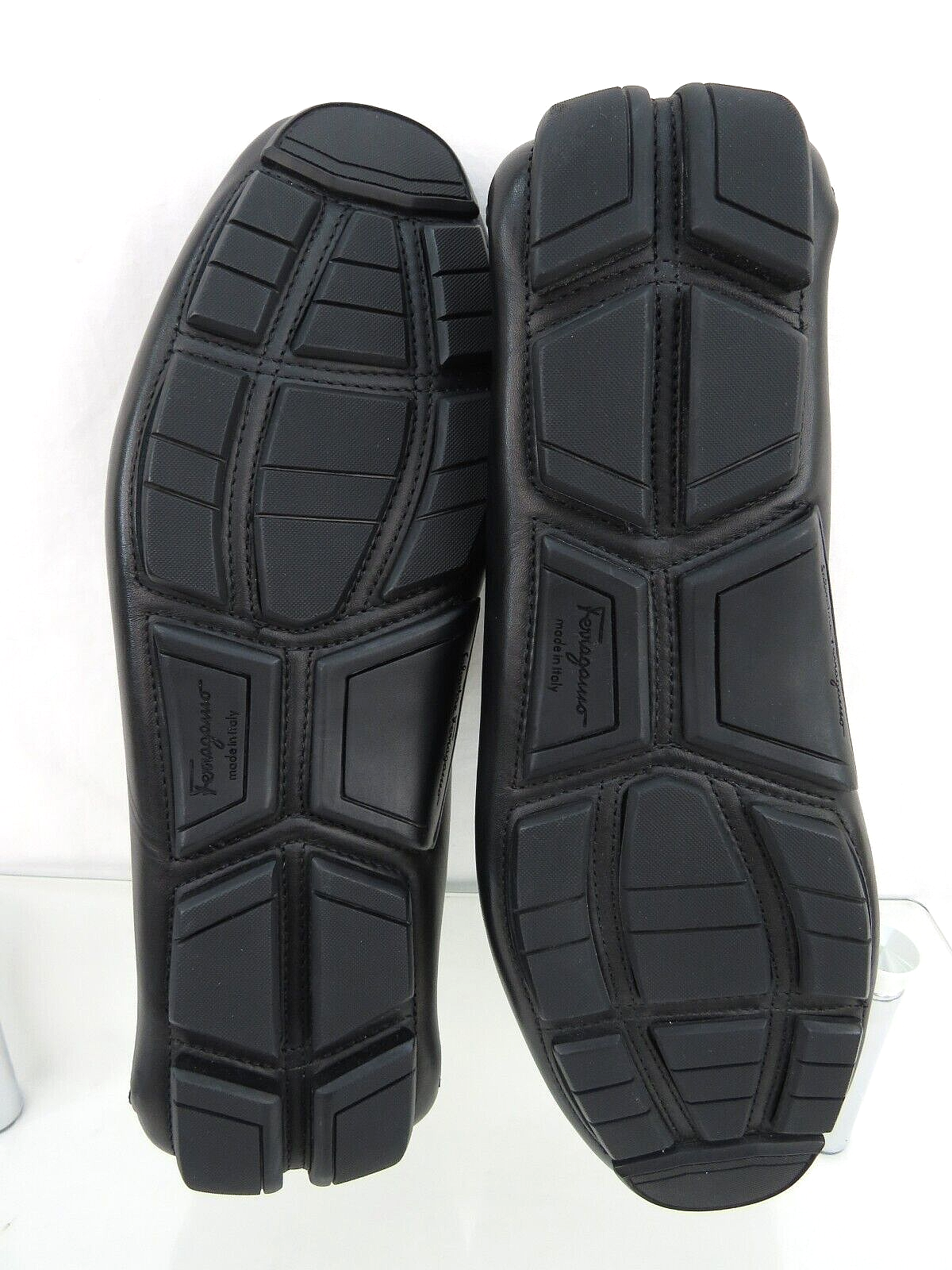 Pre-owned Ferragamo Peter Black Leather Sf Logo Buckle Moccasin Driving Loafers Us 10 D