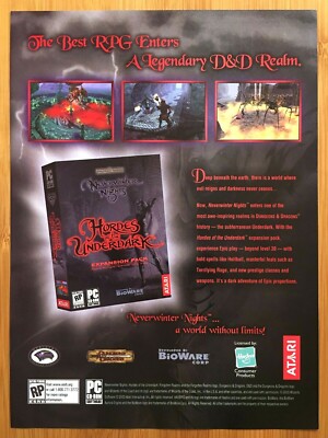 Neverwinter Nights Hordes Of The Underdark Print Ad/Poster Official Game Art D&D