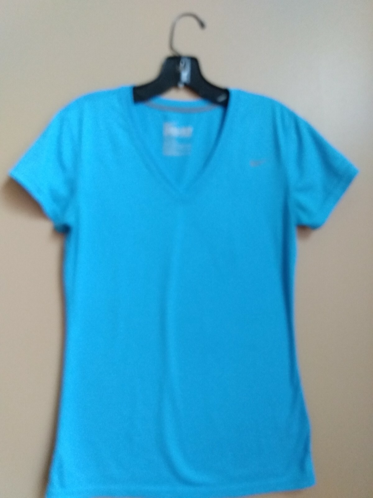 Nike DRI-FIT Short Sleeve Athletic Shirt, Aqua Blue, Size