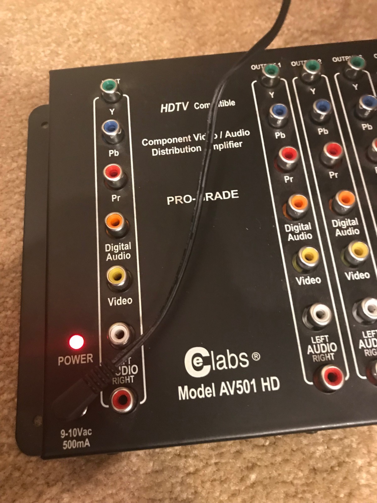 CE Labs AV501 HD 1:5 Component Video Audio Distribution Amplifier