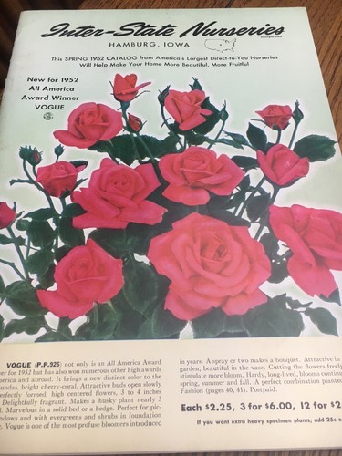 Inter-State Nurseries Hamburg Iowa Seeds/Bulbs Catalog 1952