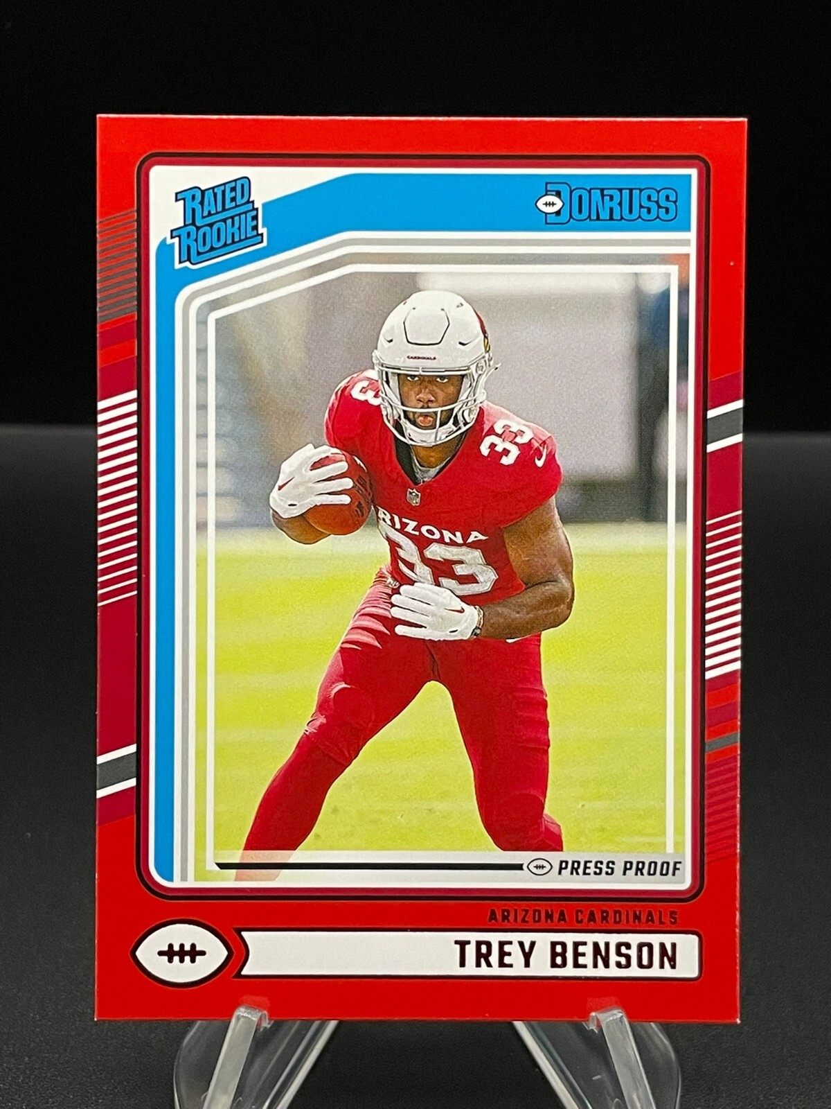 2024 Donruss - Trey Benson Rated Rookie RC - #326 RED PRESS PROOF CARDINALS MINT