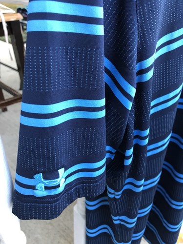 Under Armour Men’s Polo Shirt Sz XL Loose Heat Gear Golf Blue Striped