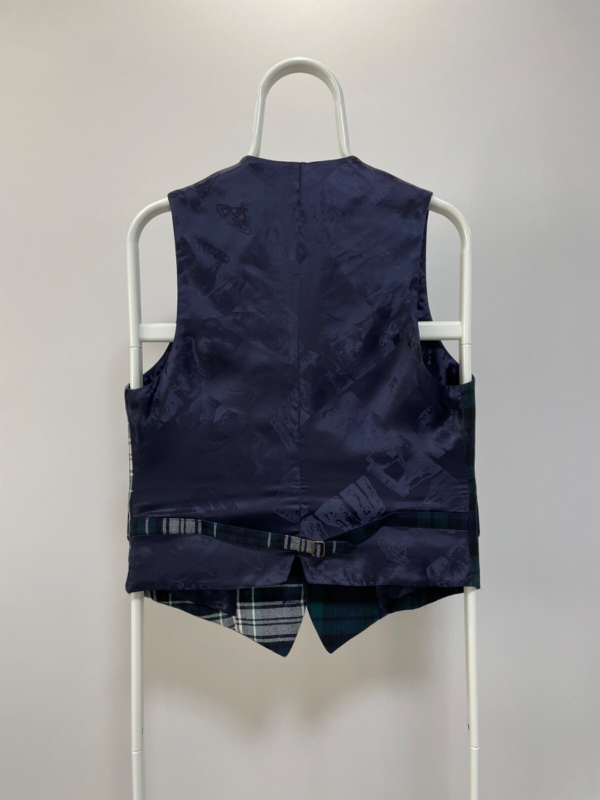 Pre-owned Vivienne Westwood Man Waistcoat Check Vest Coat Gilet Green Tartan Wool Men's 48 In Multicolor
