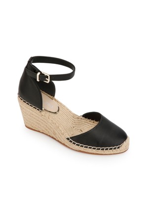 

KENNETH COLE NEW YORK Женские черные кожаные сандалии на танкетке Olivia с круглым носком 7,5 м, Черный, KLS0013LE