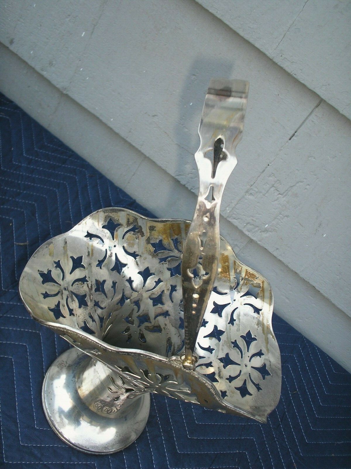 ANTIQUE RETICULATED SILVER PLATED BASKET