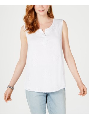 

STYLE - COMPANY Женская белая вечерняя майка Henley без рукавов, Белый