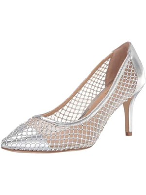 

JEWEL BADGLEY MISCHKA Женские серебряные ажурные туфли без шнуровки Floria Stiletto 8,5 м, Серебряный, JW3553